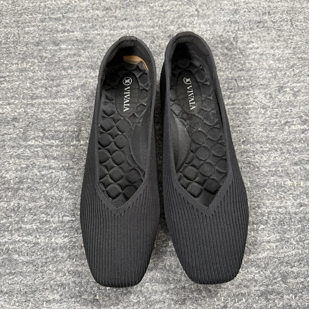 Vivaia Margot Flats Women 9 Walker Black Lightweight Square Toe V-Cut Shoes